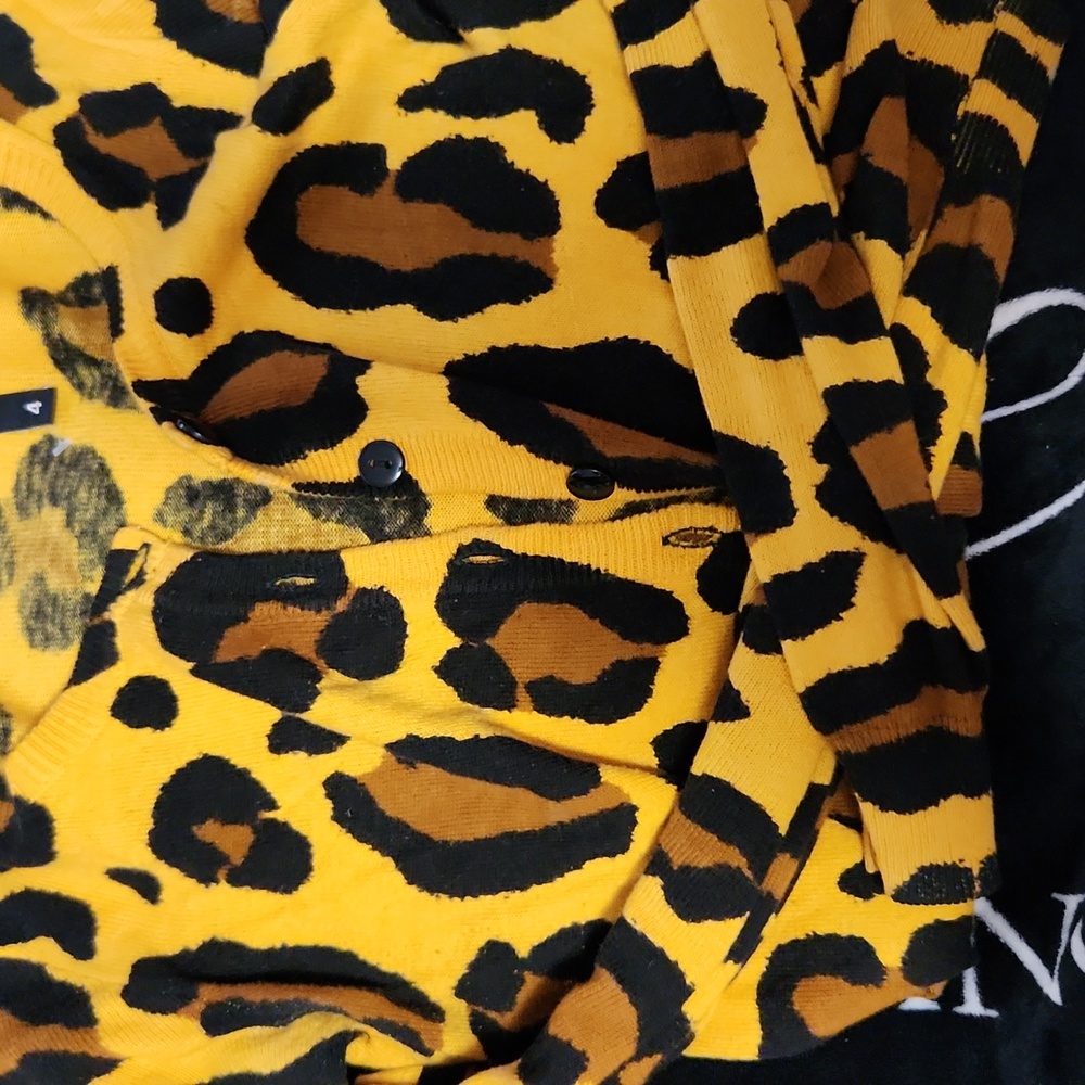 A cheetah print long sleeve cardigan